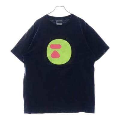 90S VINTAGE 初期 フロントプリント クルーネック 半袖Tシャツ カットソー ネイビー Bランク