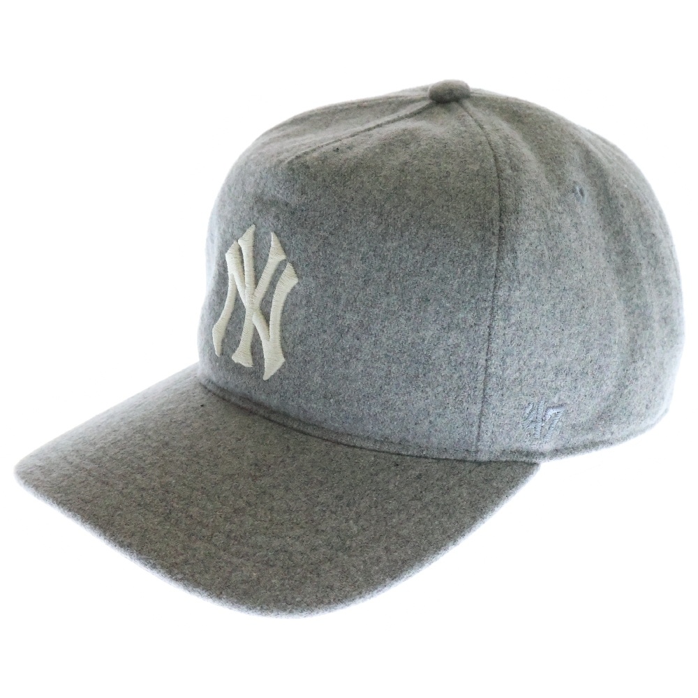 ×NEW ERA ニューエラ ニューヨークヤンキース フラワー 花柄 フェルト 刺繍 ベースボールキャップ グレー Aランク