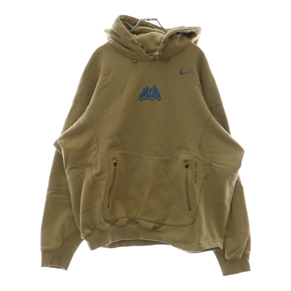 ×OFF-WHITE AS M NRG FLC HOODIE オフホワイト ロゴ刺繍 スウェット プルオーバー パーカー ベージュ DN1760-247 Bランク