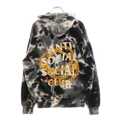 タイダイ ロゴプリント スウェット プルオーバーパーカー ブラック/ホワイト Bランク
