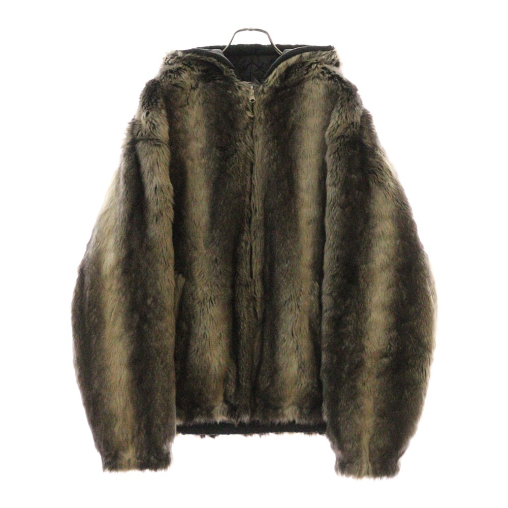 20AW Faux Fur Reversible Hooded Jacket リバーシブル フェイク ファー フーディ ジャケット ブラウン/ブラック Bランク