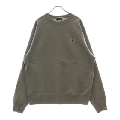Small Ape Patch Crewneck スモールエイプパッチ クルーネックスウェットトレーナー グレー 001SWJ301015M Sランク