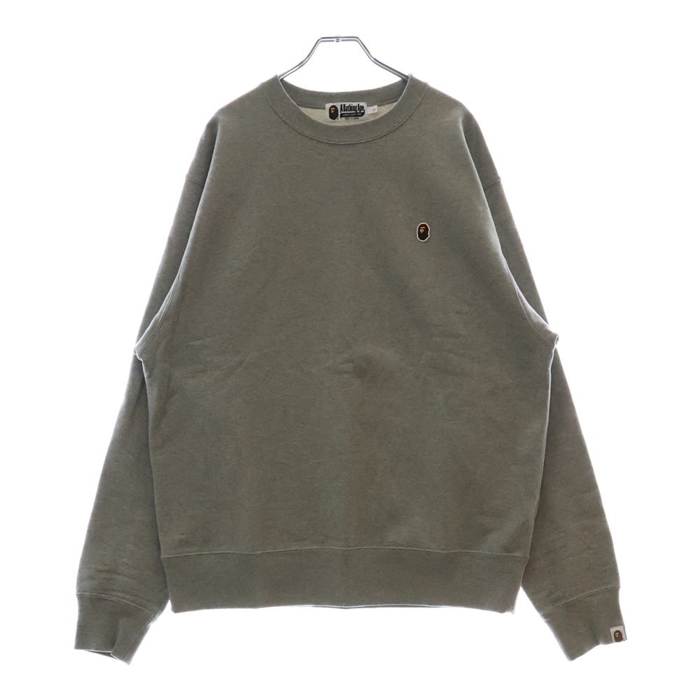 Small Ape Patch Crewneck スモールエイプパッチ クルーネックスウェットトレーナー グレー 001SWJ301015M Sランク