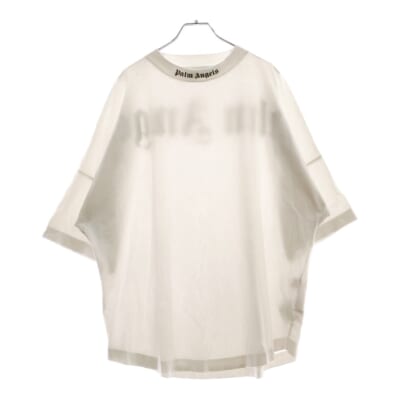 バック ロゴプリント クルーネック 半袖Tシャツ カットソー ホワイト PMAA002C99JER006 Bランク