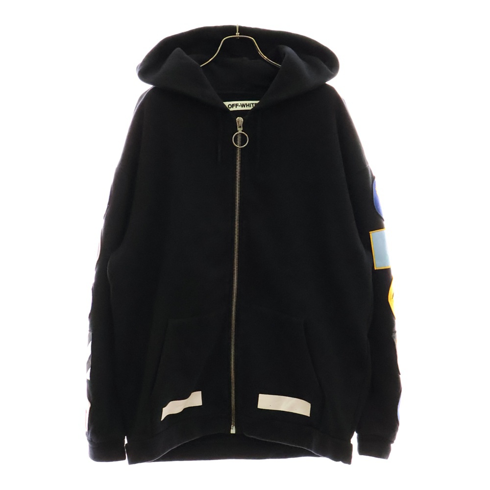 16AW HOODIE WITH PATCHES ワッペン ジップアップ スウェット パーカー ブラック Bランク