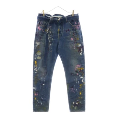 SLIM LOW CROTCH VINTAGE PAINT ペイント ストレートデニムパンツ インディゴ OMYA005R19386021 Aランク