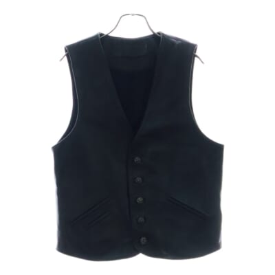 5BTN VEST 5ボタンレザーベスト ブラック/シルバー Bランク