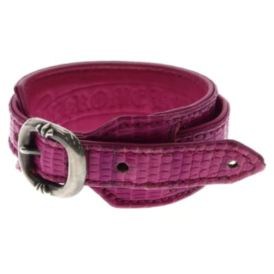 R&R SLIM TINY BUCKLE ロックンロール スリム タイニーバックル レザーブレスレット ピンク/シルバー Bランク