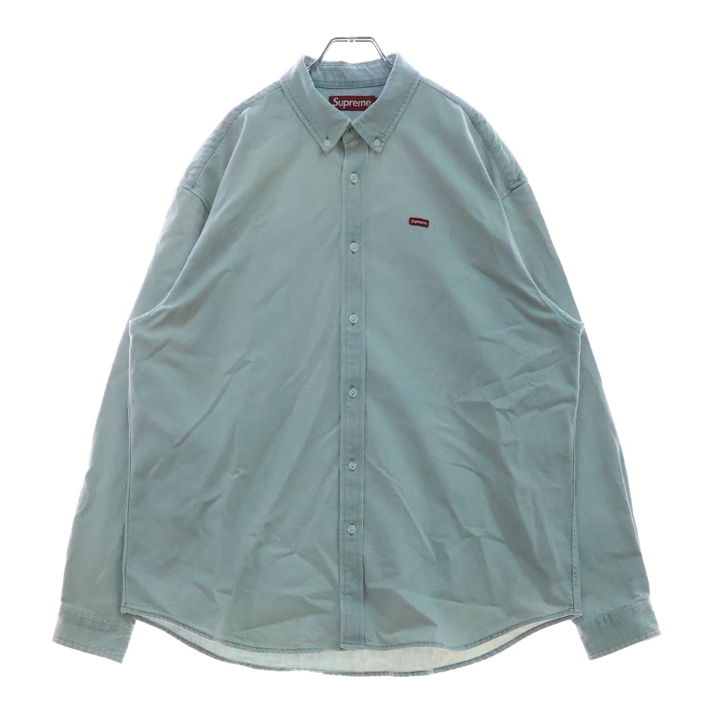 24AW Small Box Shirt Rinsed Denim スモールボックスロゴ デニム 長袖シャツ ライトブルー Aランク
