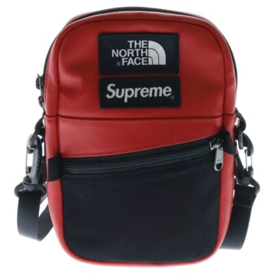 18AW ×THE NORTH FACE Leather Shoulder Bag ザノースフェイス レザーショルダーバッグ レッド Aランク