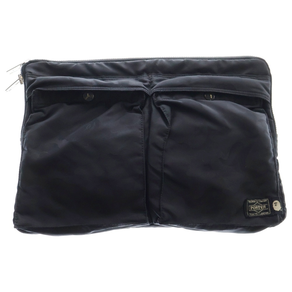 ×A BATHING APE Clutch Bag アベイシングエイプ クラッチバッグ ブラック Bランク