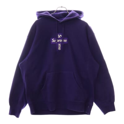 20AW Cross Box Logo Hooded Sweatshirt クロスボックスロゴスウェット プルオーバーパーカー パープル Bランク