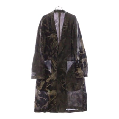 24SS SHAWL COLLAR HELL PRINT DRESS ショールカラーヘルプリントドレス ロングジャケット グレー HS-D04-412 Aランク