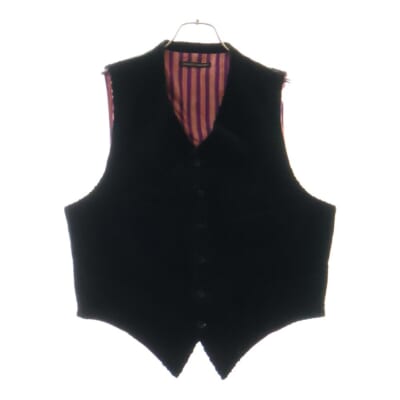 22AW 裾柄シングル コーディロイベスト ブラック HE-V11-015 Bランク