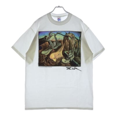 90S VINTAGE SALVADOR DALI APIDER OF THE EVENING サルバドール ダリ アートプリント クルーネック 半袖Tシャツ カットソー ホワイト Bランク