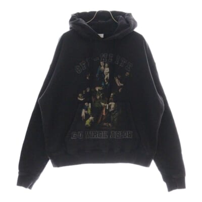 24SS MARY SKATE HOOD SWEATSHIRT グラフィックプリント スウェット プルオーバーパーカー ブラック OMBB085S24FLE009 Bランク