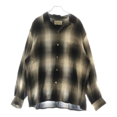 23AW OMBRE CHECK OPEN COLLAR SHIRT L/S オンブレチェック オープンカラー レーヨン 長袖シャツ ブラック/ホワイト 23FWE-WMS-OC01 Bランク
