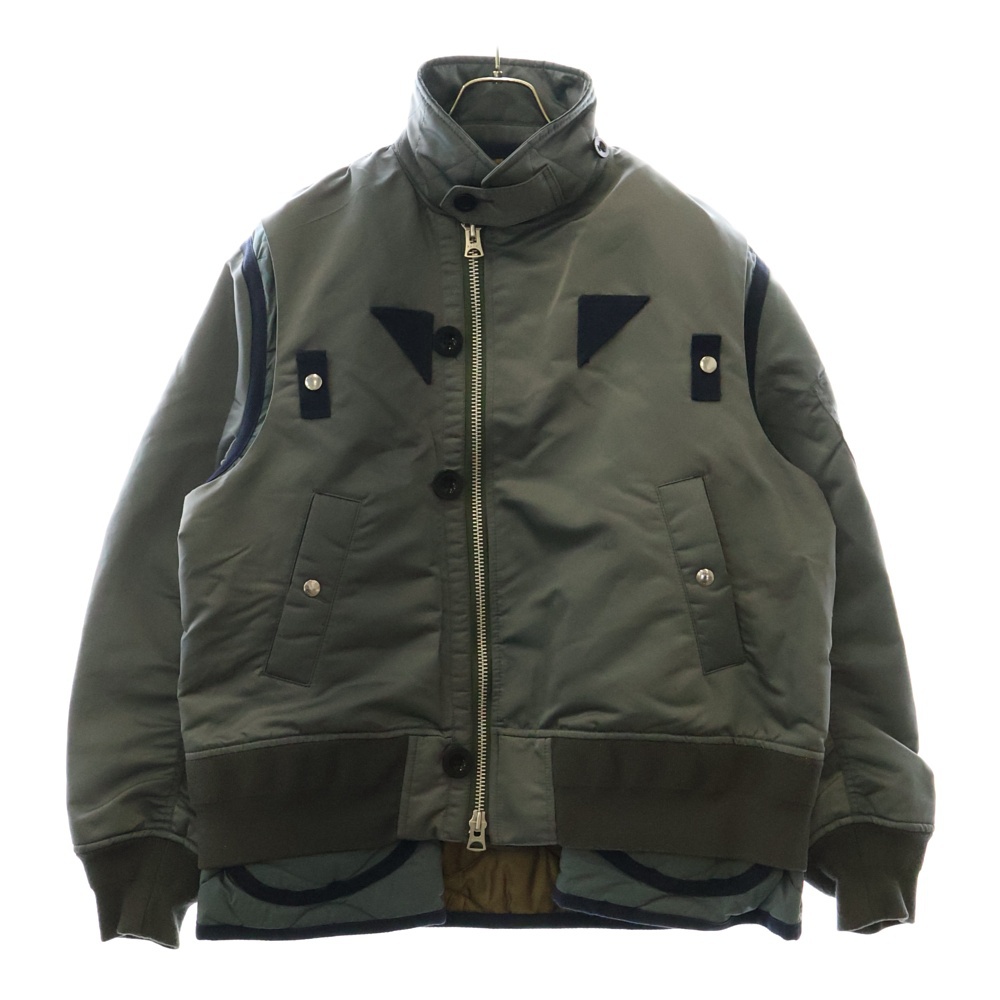 22AW Nylon twill mix Blouson ナイロン ツイル ミックス ドッキング ブルゾン ジップアップ ボンバージャケット カーキ 22-02824M Bランク