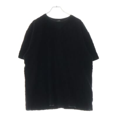 パイル地 クルーネック オブリーク 半袖Tシャツ カットソー ブラック 113J692A0614 Bランク