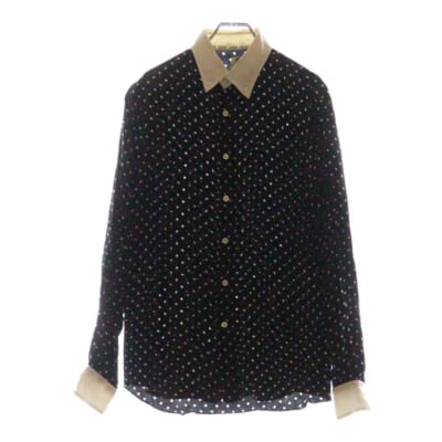 10SS ポルカドット キュプラ ロングスリーブ 長袖シャツ ブラック 10SS-SHI-29 Bランク