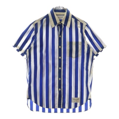 13SS ストライプ コットン半袖シャツ ホワイト/ブルー 13SS-STP-05 Bランク