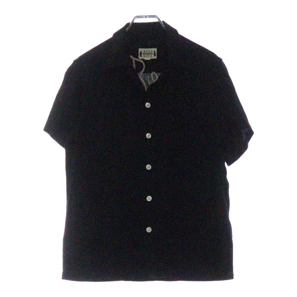 11SS チェック柄 バックロゴ オープンカラー レーヨン 半袖シャツ ブラック 11SS-50S-07 Bランク