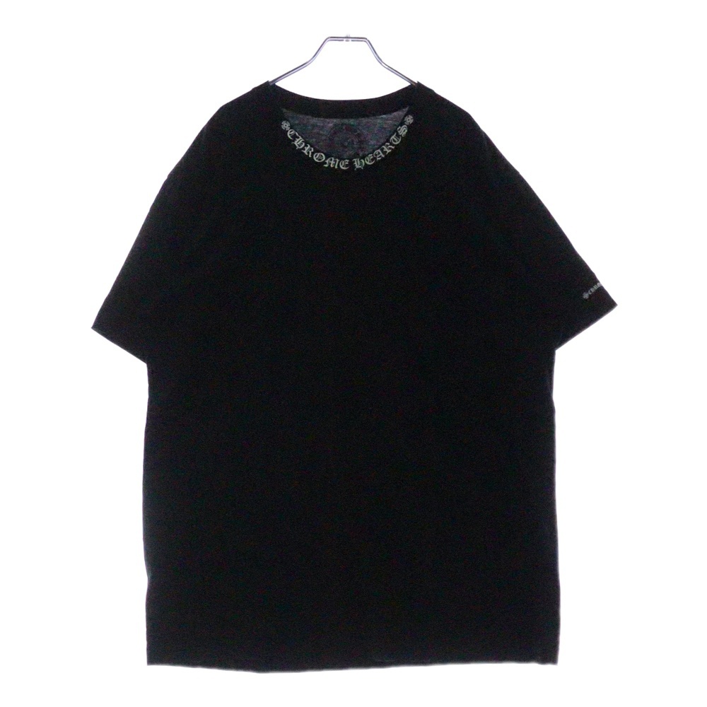 CH T-SHRT/1 ネックロゴプリント半袖Tシャツ カットソー ブラック Bランク