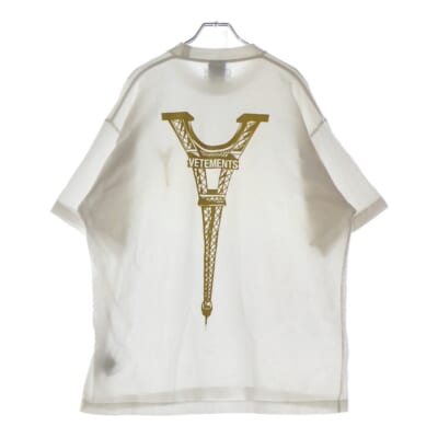 22AW EIFFEL TOWER LOGO T-SHIRT エッフェル塔ロゴプリント半袖Tシャツ UA53TR250W ホワイト Bランク