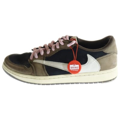 ×TRAVIS SCOTT AIR JORDAN 1 LOW OG SP-T CQ4277-001 トラヴィススコット エアジョーダン 1 ロー ダークモカ ローカットスニーカーシューズ US9/27.0cm Bランク