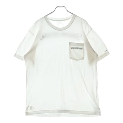 CH T-SHRT 1 バックスクロールラベルプリント半袖Tシャツ カットソー ホワイト Bランク