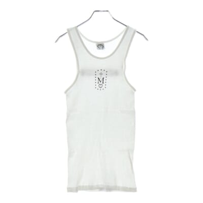 OLD MAPPLETHORPE TANK TOP ロゴプリント リブタンクトップ ノースリーブカットソー ホワイト Bランク