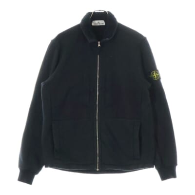 PLATED TERRY FLEECE 791567256 ダブルポケット ロゴパッチ付き フリース ジップアップ ジャケット ブラック Bランク
