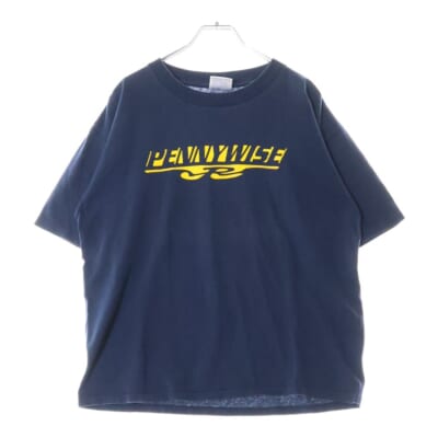 90s PENNYWISE TEE ペニーワイズ 両面プリント半袖Tシャツ カットソー ネイビー Bランク