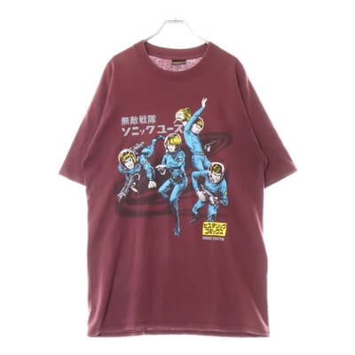 90S SONIC YOUTH ヒステリックコミックス 無敵戦隊 ソニックユース 半袖Tシャツ バガンディ Bランク