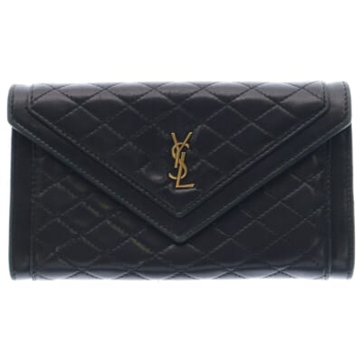 ギャビー YSLロゴ レザー ウォレット 長財布 ブラック 686694 1221 Bランク