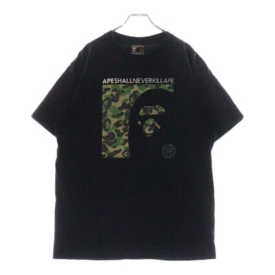 FRONT LOGO PRINT TEE フロントロゴプリント半袖カットソー 半袖Tシャツ ブラック Bランク