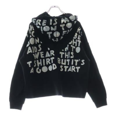 21SS AIDS Charity Print Hoodie S51GU0039 S25322 チャリティープリント プルオーバーパーカー フーディ ブラック Bランク
