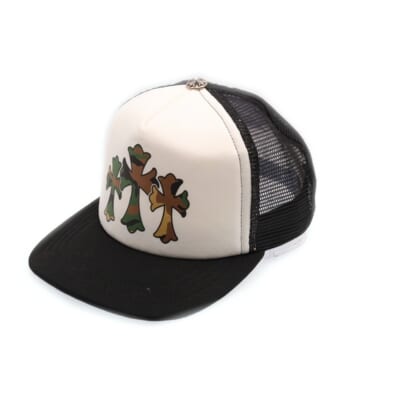 TRUCKER CAP トラッカーキャップ カモフラセメタリープリントメッシュキャップ ブラック/ホワイト Aランク