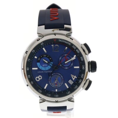 タンブール アウトドア クロノグラフ GMT クォーツ 腕時計 ブルー QA153 Aランク
