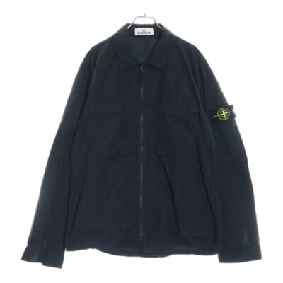 GARMENT DYED Logo Patch Zip Jacket 721511102 ガーメントダイ ロゴパッチ ジップシャツジャケット ブラック Bランク
