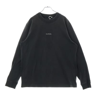 Logo Print L/S T-Shirt FN-MN-TSHI000354 ロゴ プリント クルーネック長袖Tシャツカットソー ロングスリーブ ロンT ブラック Bランク