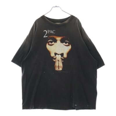 25SS 2PAC 2PC_SS TEE 2パック フォトプリント ヴィンテージ加工 半袖Tシャツ 半袖カットソー ブラック SM-HR8-0000-C14 Aランク