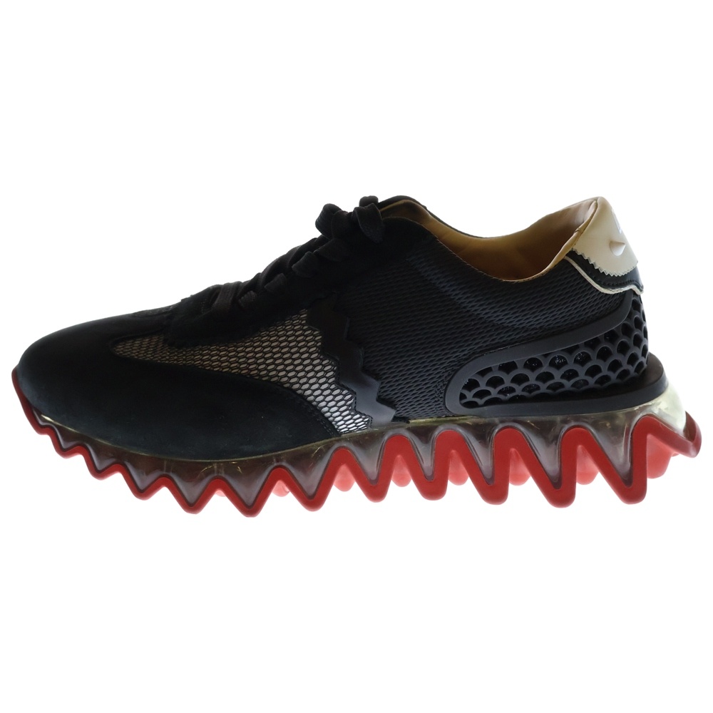 LOUBISHARK FLAT クリアソール ローカットスニーカー ブラック Bランク