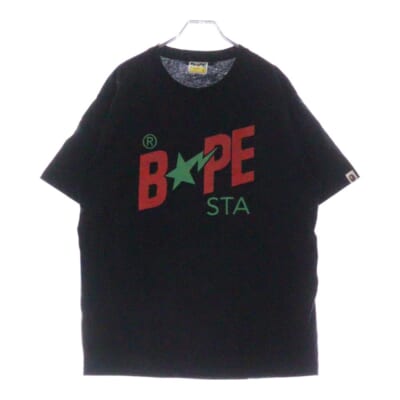 Colors Bape Sta T-Shirt フロントロゴ 半袖カットソー Tシャツ ブラック 001TEL301022M Aランク