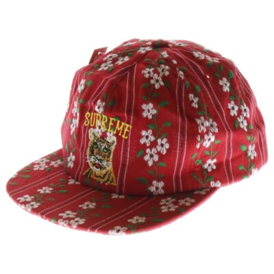 19AW Flower Jacquard 5-panel フラワー タイガーエンブロイダリーロゴ 5パネルキャップ 帽子 レッド Aランク