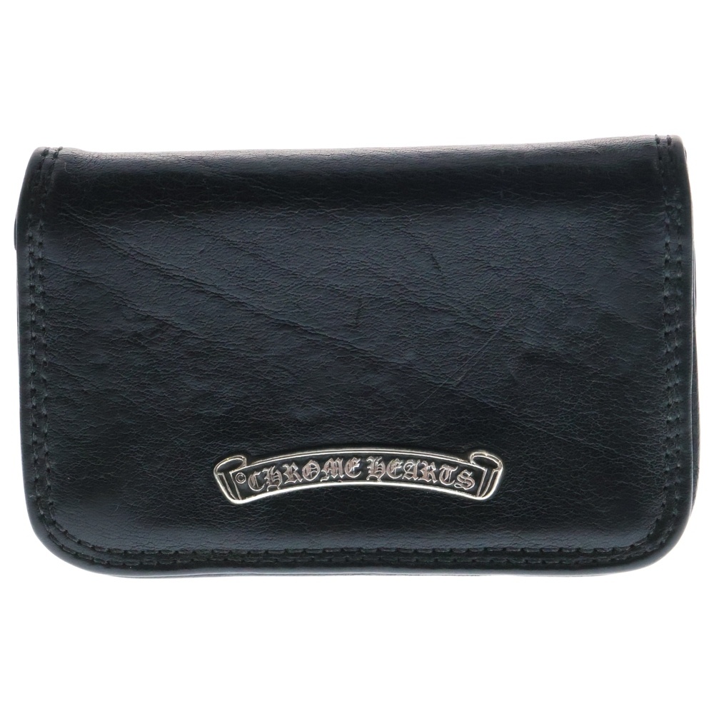 本日限定‼️クロムハーツ スクロールラベル レザーカードケース ブラック クロムハーツ CARD CASE スクロールラベル レザーカードケース