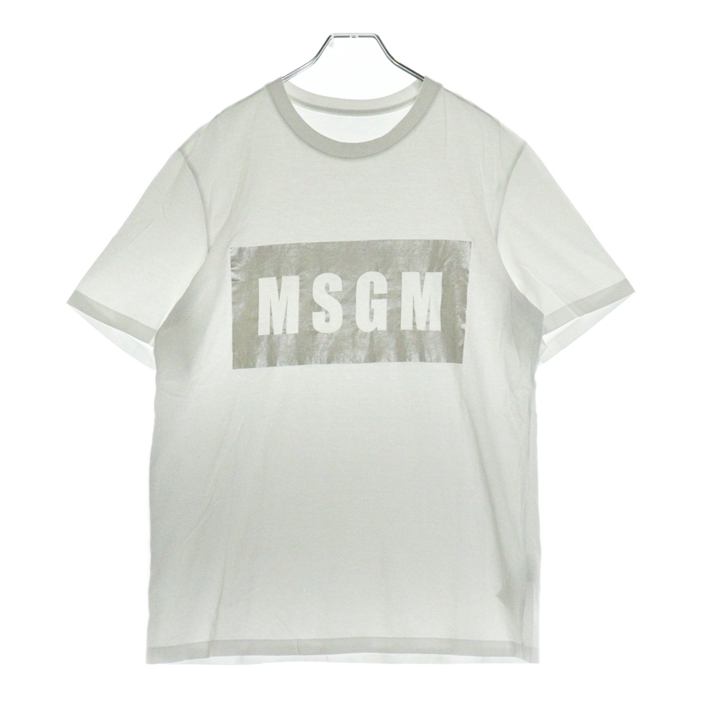 ボックスロゴプリント クルーネック半袖Tシャツ 2840MM67 ホワイト/シルバー Bランク