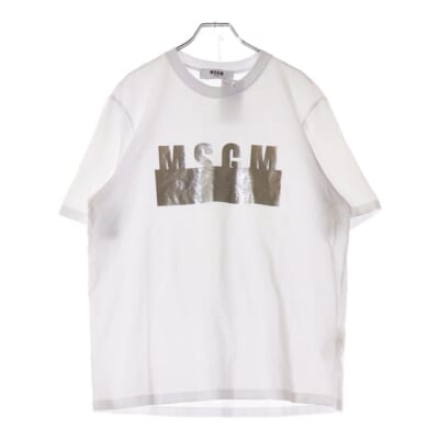 メタリックプリント クルーネック半袖Tシャツ 2841MDM180 ホワイト/シルバー Bランク