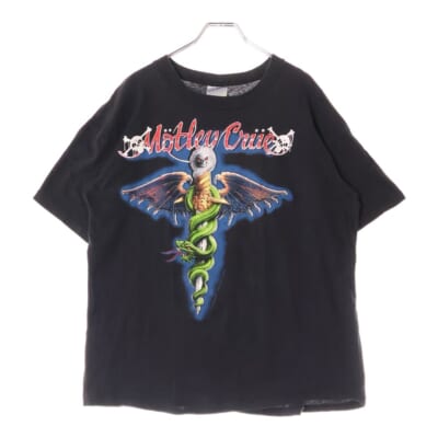 80s MOTLEY CRUE モトリークルー クルーネック半袖Tシャツ カットソー ブラック Bランク