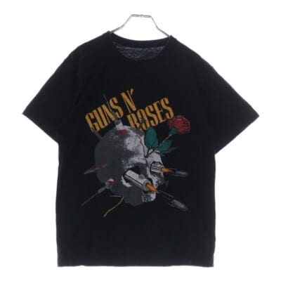 80s GUNS N'ROSES ガンズアンドローゼズ APPETITE FOR DESTRUCTION JAPANTOUR クルーネック半袖Tシャツ カットソー ブラック Bランク